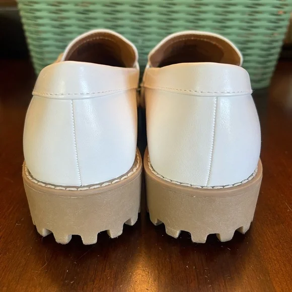 A New Day Danica White Platform Loafers Chunky Sole Shoe - Picture 6 of 8